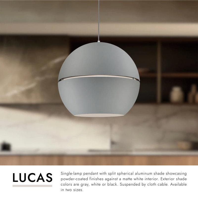 1 - Light Pendant, Gray, 21.5" H x 24" W x 24" D
