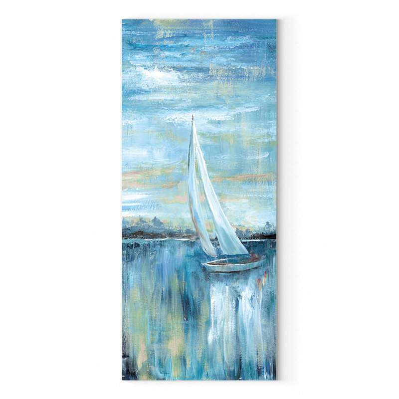 Evening Bay III - Toile tendue, reproduction de peinture à l'huile sur toile, H 12 po x l 36 po x P 1,5 po
