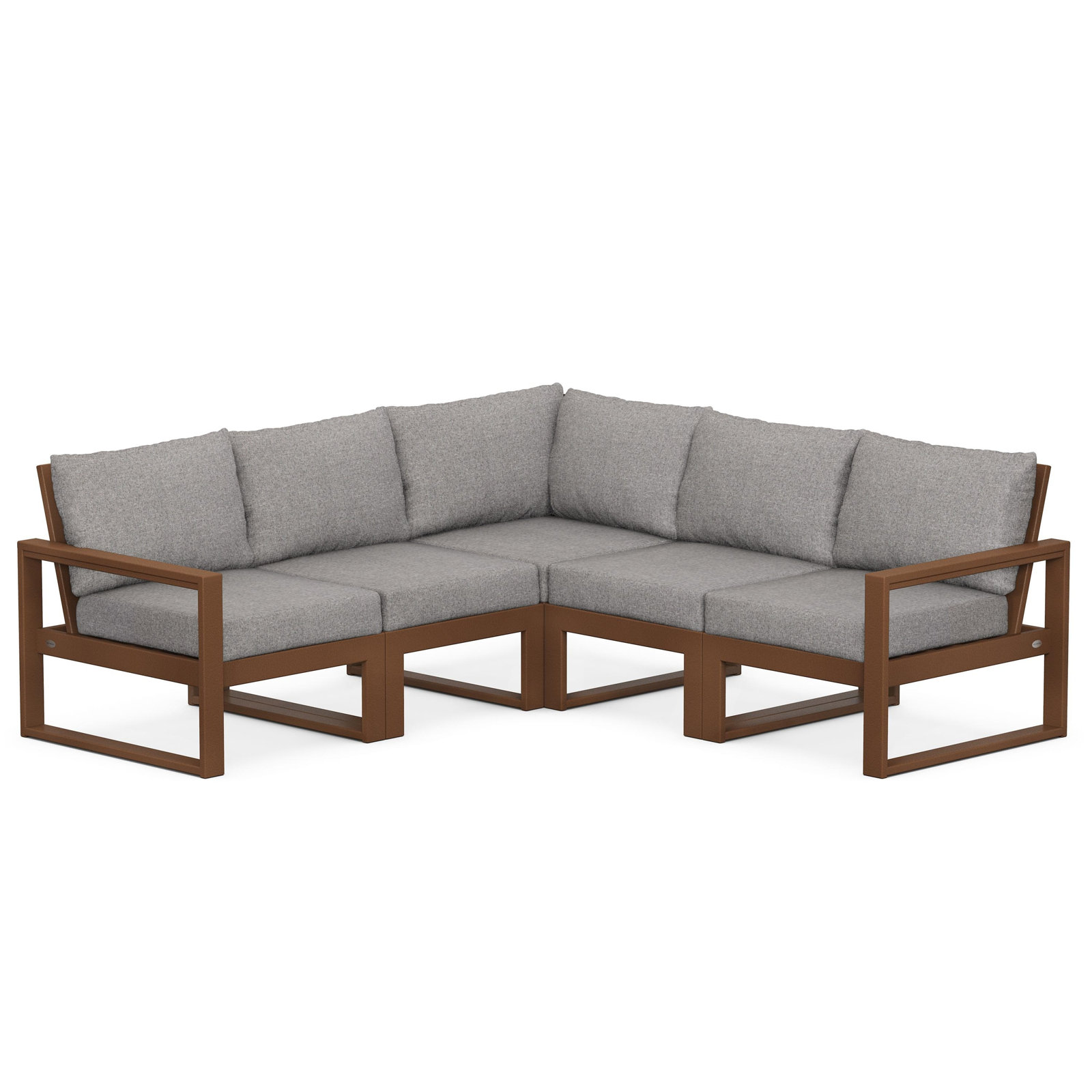 POLYWOOD® Edge 85" Patio Sectional, Weathered Tweed, Teak