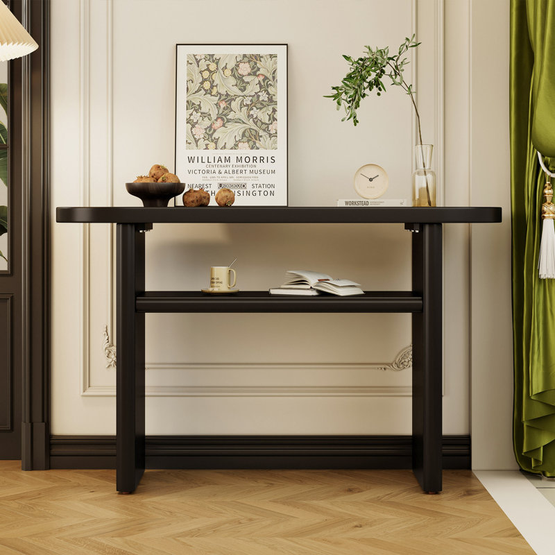 Console élégante avec des bords arrondis et une tablette robuste pour le hall d'entrée et le salon, Noir