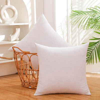 Down Accent Pillow Inserts Set of 2 – Soft Square Throw Pillows with Breathable Covers for Couch, Bed & Sofa