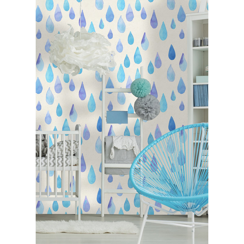 Frazier Removable Water Drops Nursery 6.25' L x 25" W Peel and Stick Wallpaper Roll