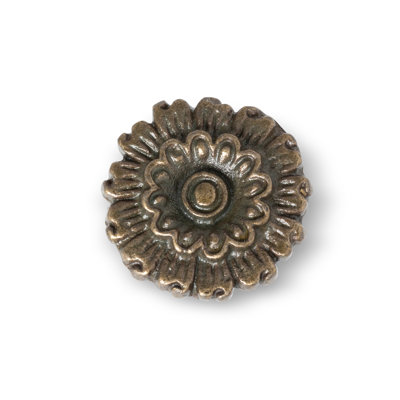 Bouton de fleuron en laiton antique