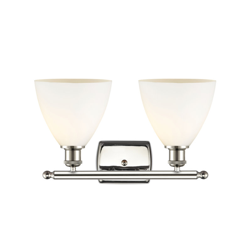 Éclairage pour meuble-lavabo 2 lumières Shauna, Blanc mat, Incandescent, Nickel poli