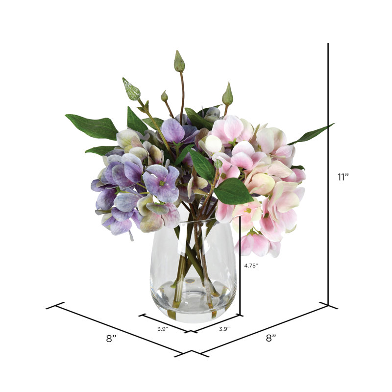8" Artificial Light Pink and Purple Hydrangea.