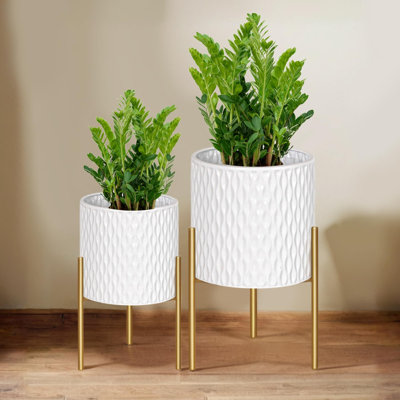Pots de fleurs avec support, ensemble de 2