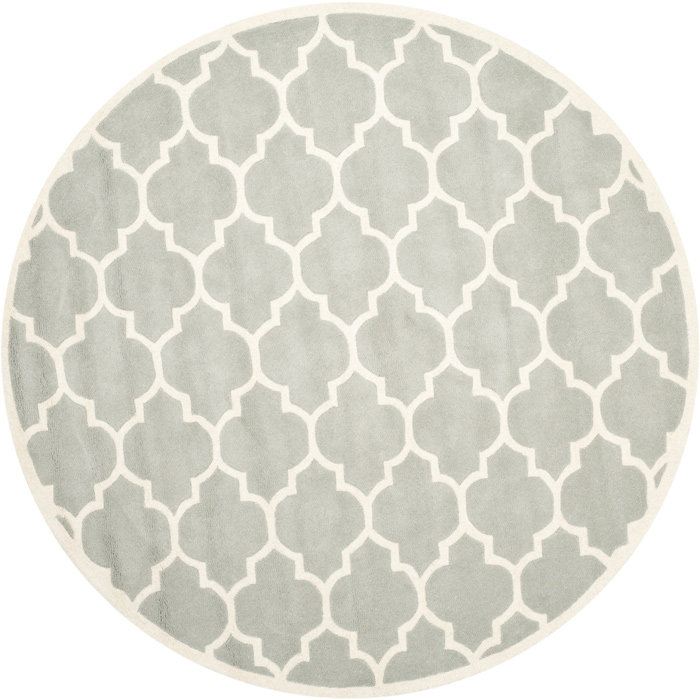 Carolene Hand Tufted Wool Geometric Rug, Round 4'