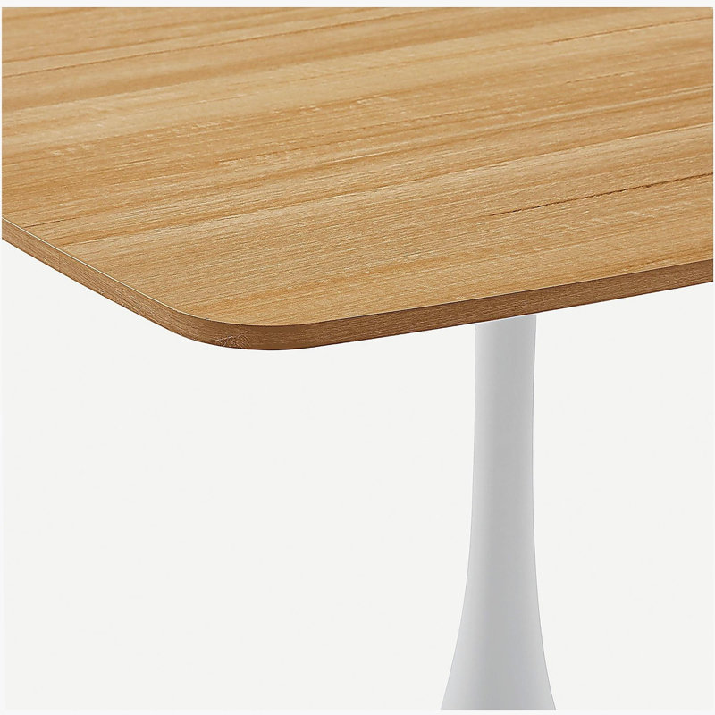 42 Inch Square Tulip Dining Table for 2-6 Person, Modern Mid-Century Kitchen Table with MDF Top & Oak Finish, Small Space Table for Apartment, Bistro, Cafe, Office and Living Room (White & Oak)