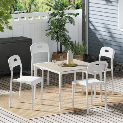 Modern Stackable Plastic Dining Chairs with Metal Legs, Waterproof and Stain-Resistant Seat, Indoor and Outdoor Use, Space-Saving