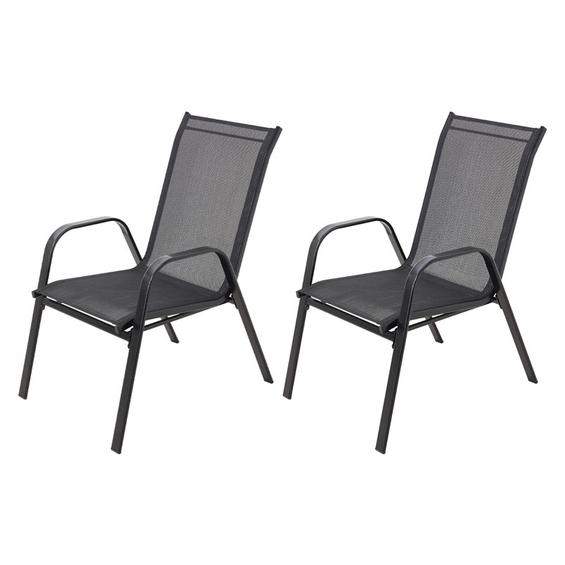 Stacking Patio Dining Armchair, Black
