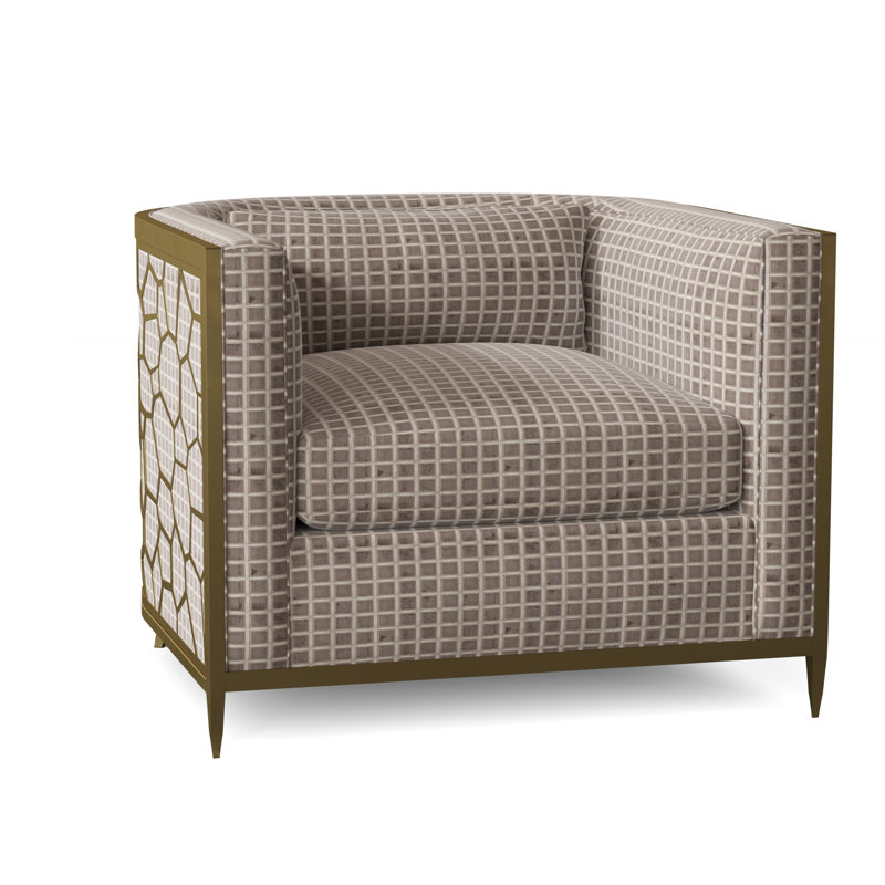 Caracole Upholstery Barrel Chair, Off-white Linen, Gold