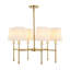 Lustre Mid-Century moderne en fer à DEL 6 lumières 27 po Cillian, laiton doré
