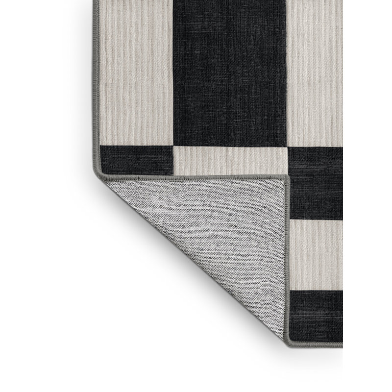 Machine Washable Checkered Gray Area Rug, Square 7'