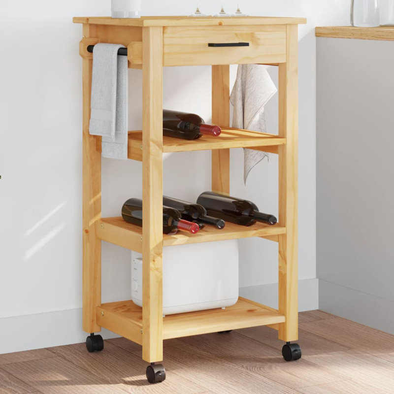 Solid Wood Bar Cart, Honey