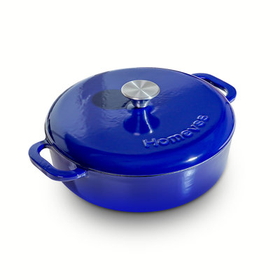 HomeVSS 5.5-Quart Enameled Cast Iron Braiser with Lid & Dual Handles