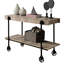 Rectangular Industrial Desk With Natural Tone Finish And Open Bottom Shelf For Office Transitional Table Replicated Wheel Legs In