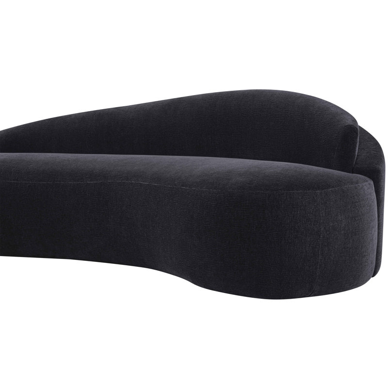 Jahmaad 101" Chenille Fabric Upholstered Sofa, Black Chenille Fabric