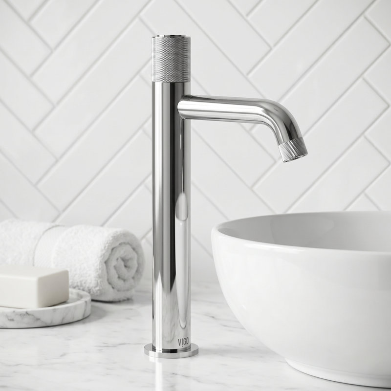 Robinet de vasque de salle de bain à bouton unique Apollo, Chrome