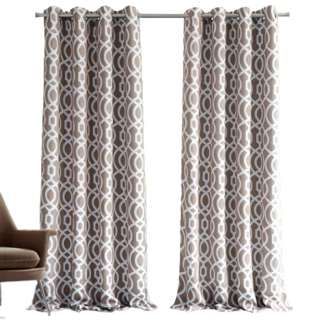 Panneau de rideau 84 "Trellis Black Out, Taupe / blanc, L 54 po x L 84 po