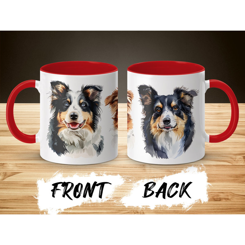 Australian Shepherd Design 11oz Coffee Mug, Red, 3