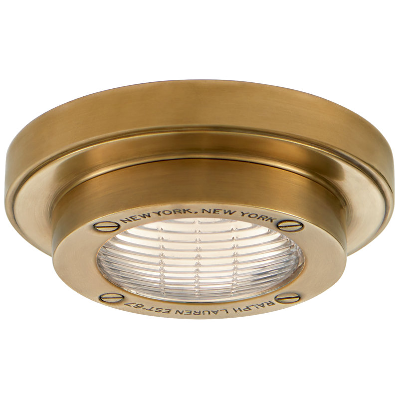 Ralph Lauren Grant 1 - Light Flush Mount, Natural Brass, 1.75" H x 6.25" W x 6.25" D