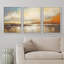 Coucher de soleil sur un lac en automne, aquarelle, paysage pastel, art moderne, décor rustique et calme sur toile, 3 pièces-94434150-94434151