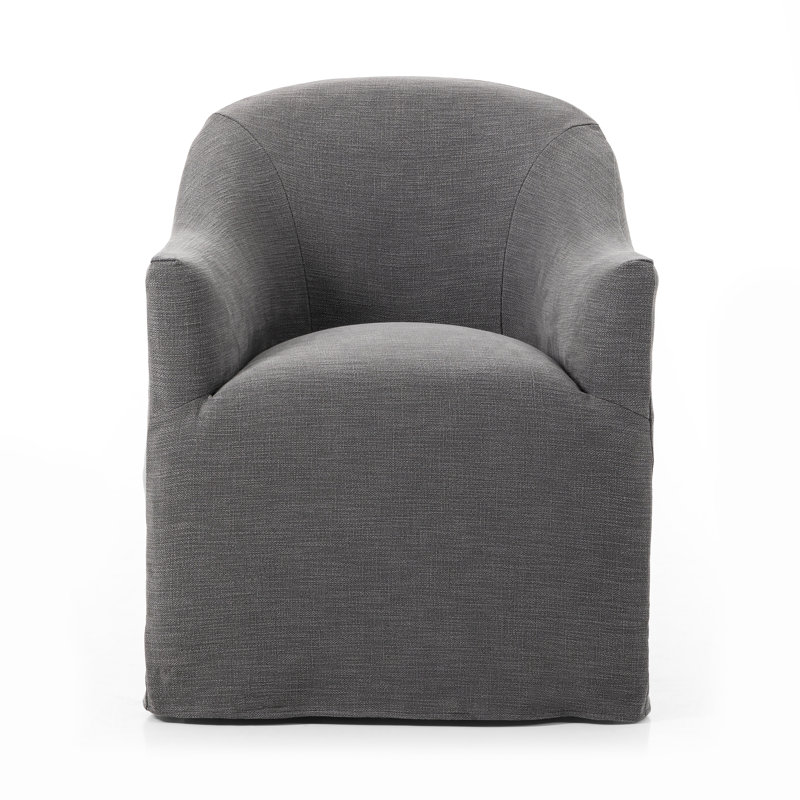 Chaise avec accoudoirs rembourrée Galinda, Gris