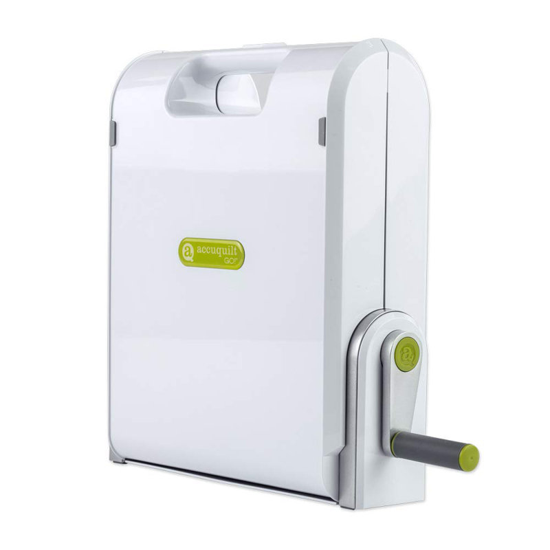 AccuQuilt GO! Fabric Cutter Starter Set including the GO! Fabric Cutter, Original Handle, GO! Value Fabric Cutting Die, GO! 6” x 12” Cutting Mat, 20 Pg Pattern Book, and Die Pick.