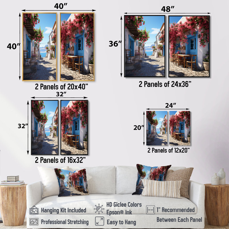 Gl retven - Ensemble de 2 impressions sur toile de campagne, Black, 36" H x 48" W, Impression encadrée flottante