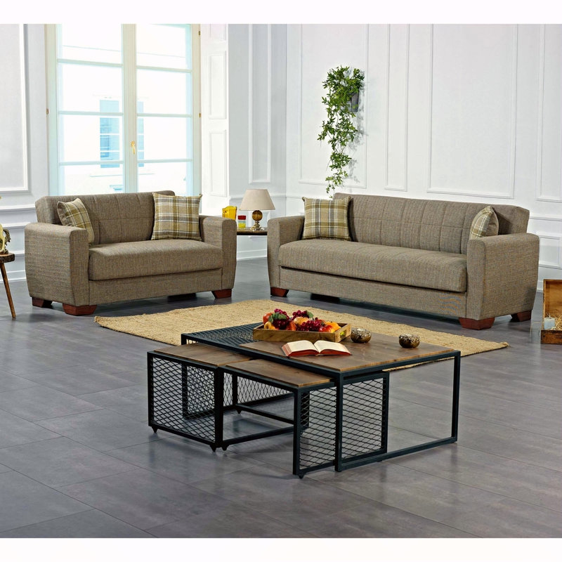 Causeuse convertible rembourrée Collection avec rangement, brun - confortable et polyvalente pour tout espace de vie, Brun