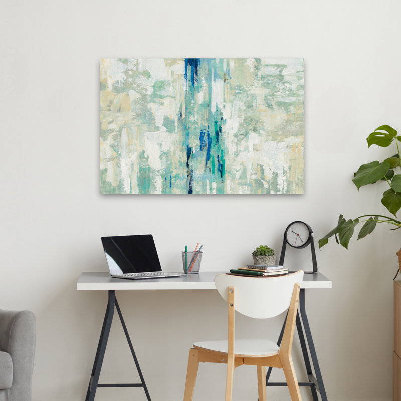 Réflexions sous l'eau - Abstrait beige bleu vert, H 36 po x l 24 po
