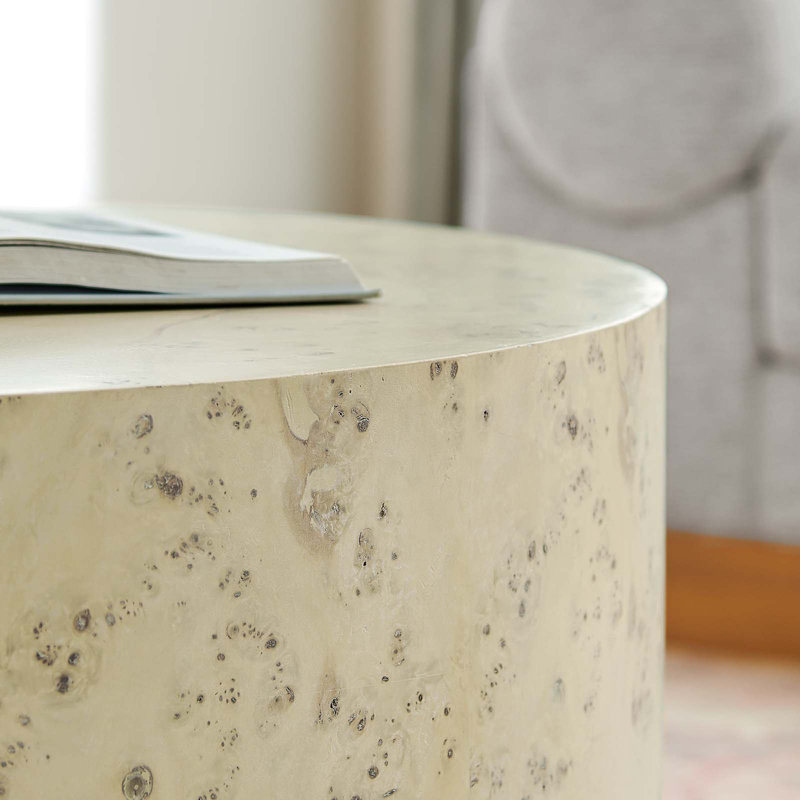 Cosmos 35" Round Bleached Burl Wood Coffee Table
