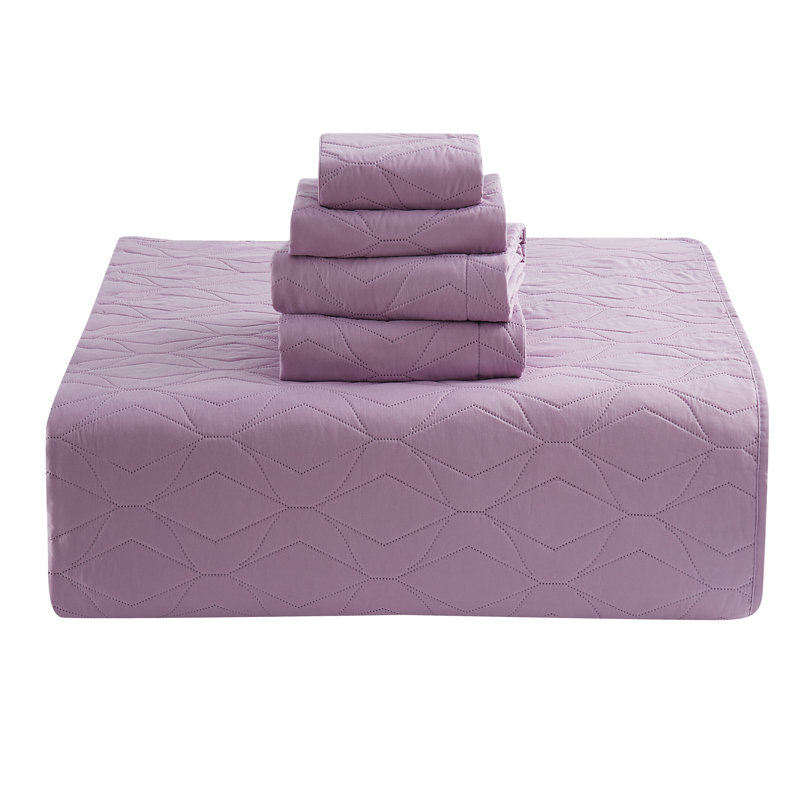 Ensemble de courtepointe réversible en microfibre Ellipse Wave, Lavande, Courtepointe grand + 4 taies décoratives