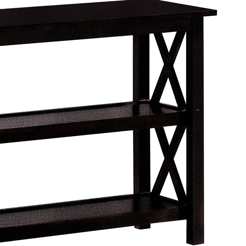 Deep Table, Two Spacious Shelves, Enhances Room Decor Rectangular Table With X , , 2 Shelves For Organization