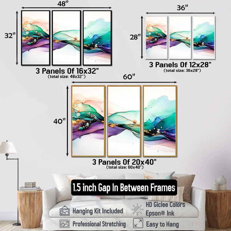 «Ethereal Violet», impression d'art mural, Reproduction avec cadre flottant, H 40 po x l 60 po, Noir