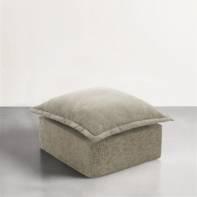 31.8cm Wide Square Solid Colour Ottoman, Camel 