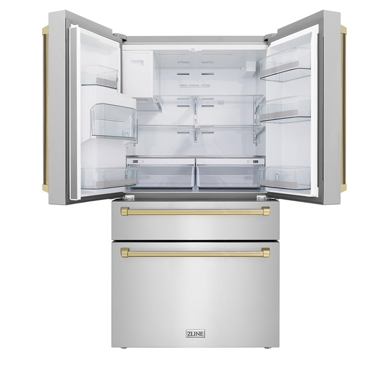 ZLINE Autograph 36 in. Counter-Depth Refrigerator with Water Dispenser & Traditional Handles, Champagne Bronze