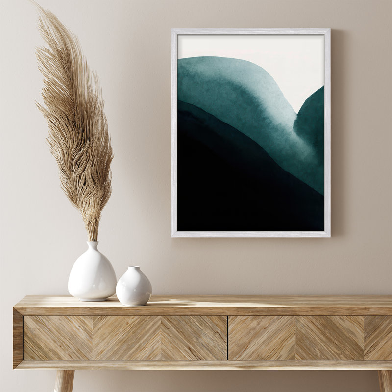 Reproduction d'art encadrée abstraite pour décoration intérieure moderne, H 16 po x l 12 po, Blanc