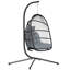 Outsunny Rattan Hanging Egg Chair with Stand Foldable 150 kg Dark Grey