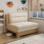 Canapé-lit convertible simple en tissu de coton beige-116792698