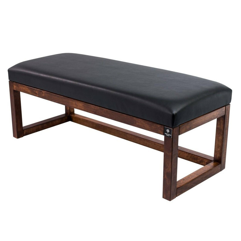 Faux Leather Upholstered Bench, 40cm H x 125cm W x 40cm D, Black