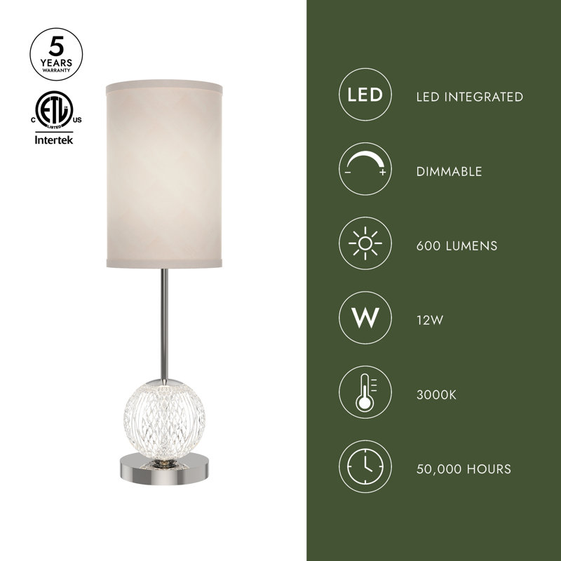 Marni LED Table Lamp, Natural Brass/Clear