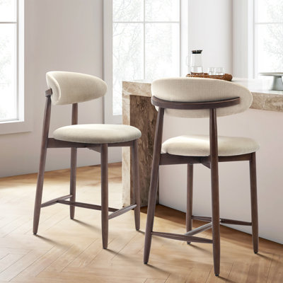 Upholstered Counter Stool Solid Wood Bar Stool