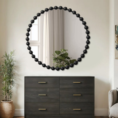 Miroir rond avec cadre perlé, miroir mural doré / noir / argent 27 po / 36 po