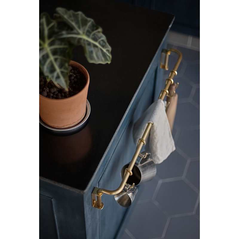 Rustic Solid Brass Kitchen Utensil Rail