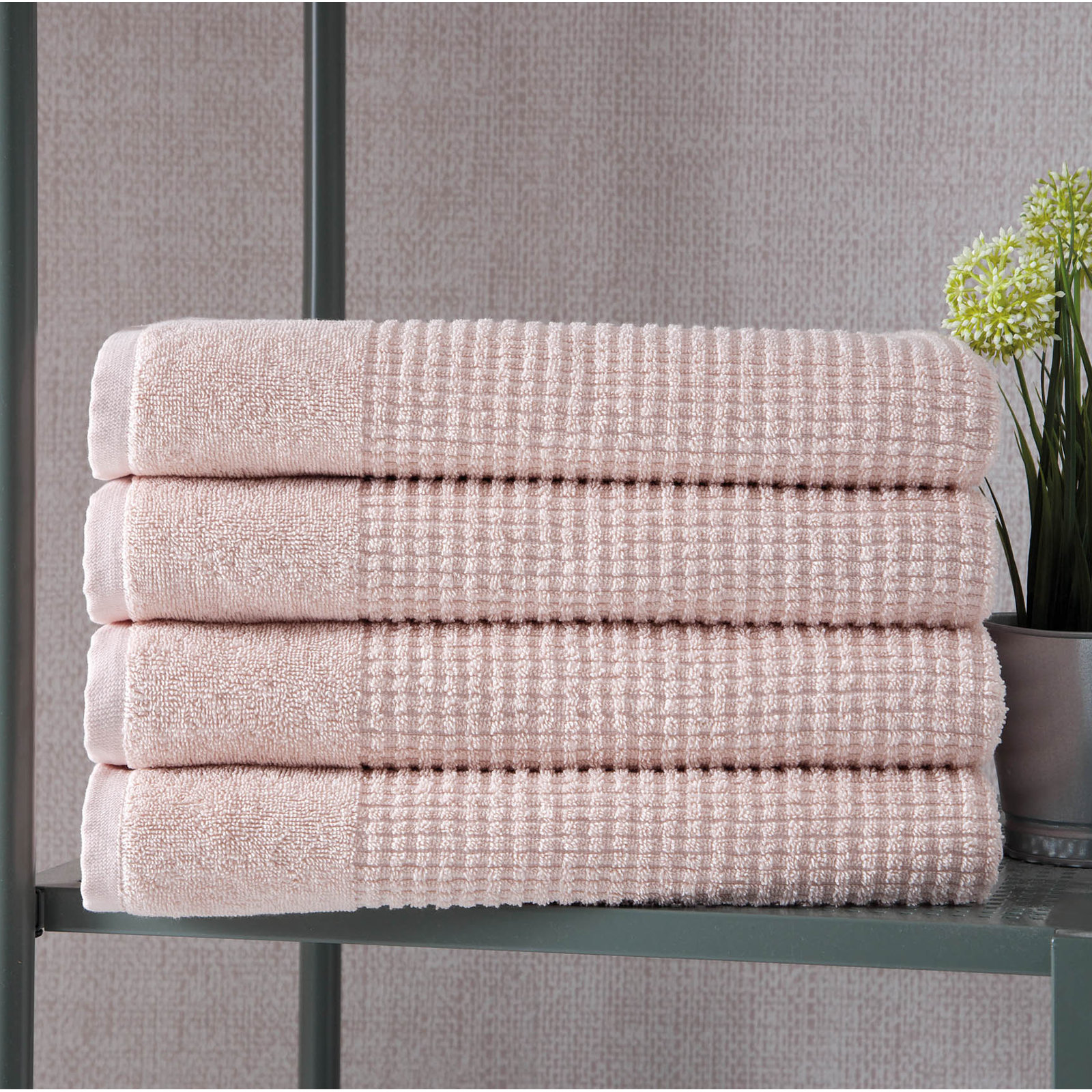 Earline 4-Piece Turkish Cotton Bath Towel Set, Pink