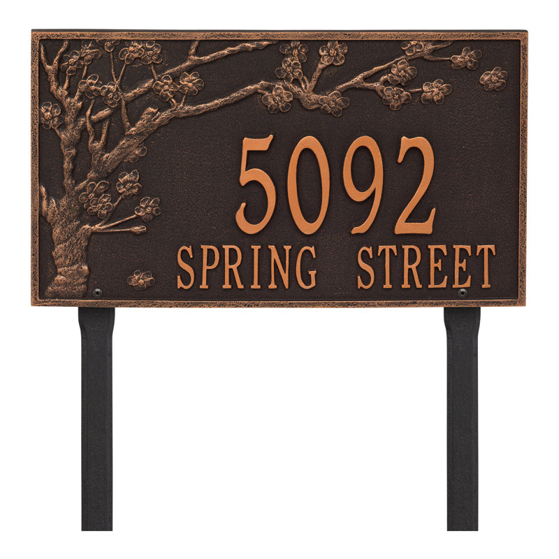 Personalized Spring Blossom Estate 2-Line Lawn, Oil Rubbed Bronze, Yes