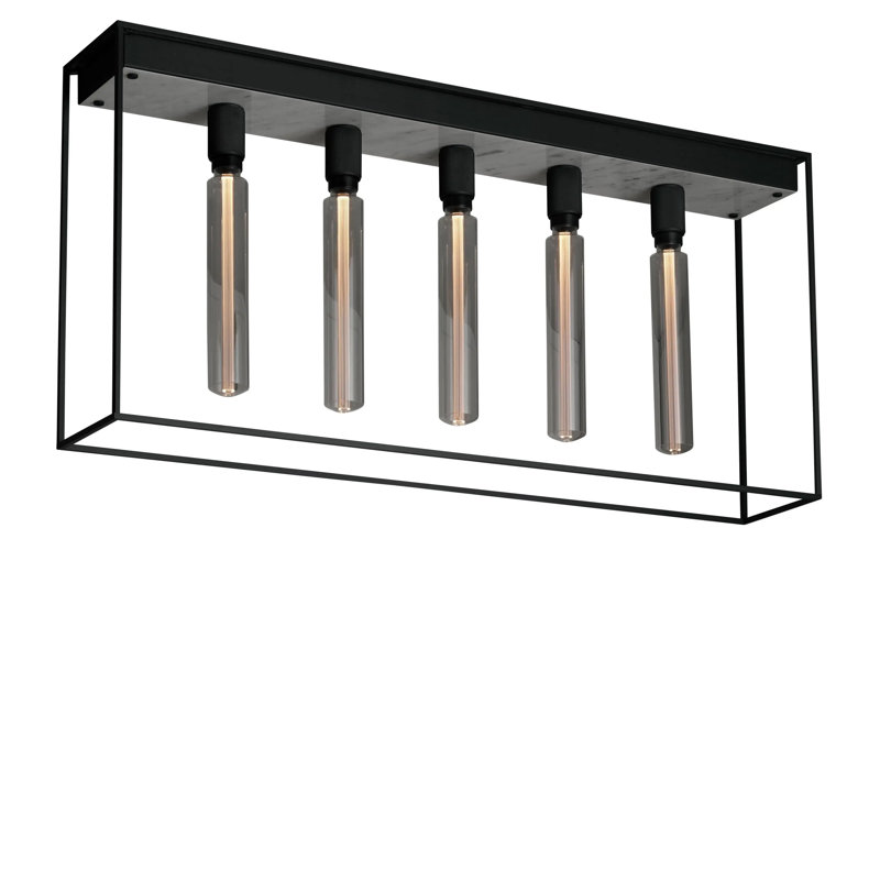 5-Bulb Rectangular Ceiling Light, Marble White