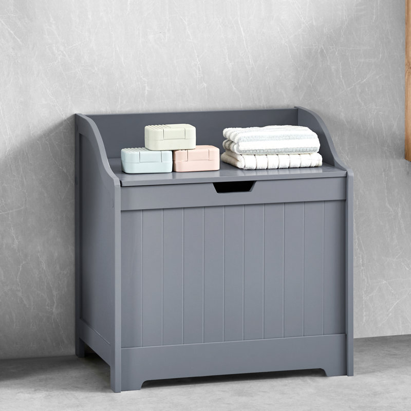Milano Wood Cabinet Laundry Hamper, Grey
