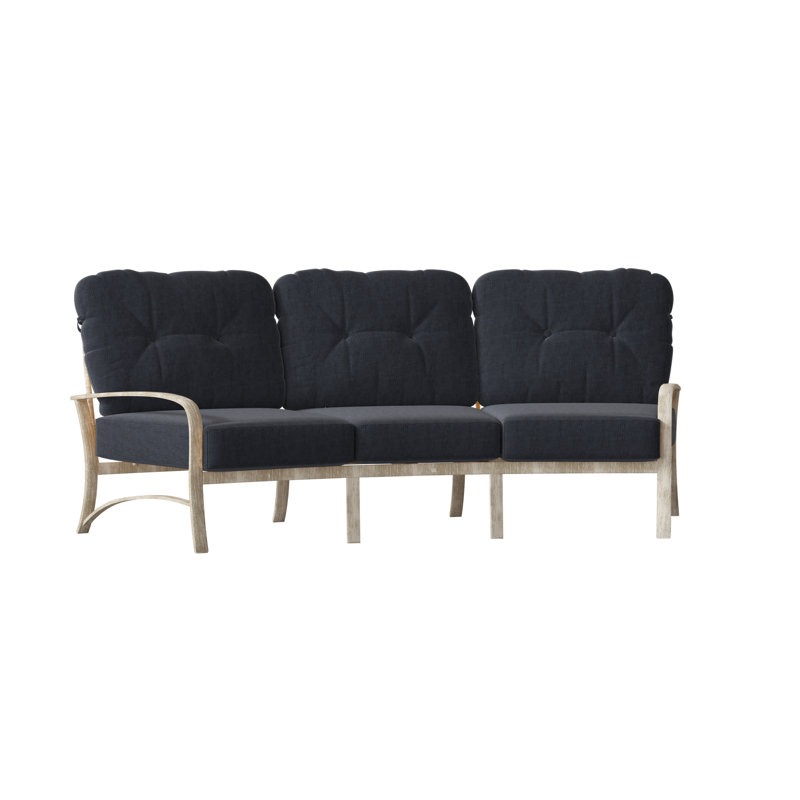 Fremont Outdoor 3 - Seat Patio Sofa, Weathered White, Spectrum Denim Sunbrella® Plainweave